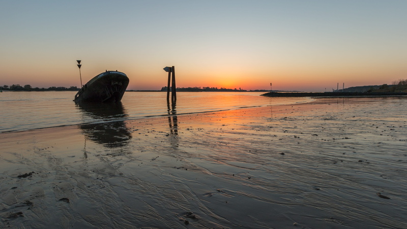 scenics - nature, stainless, outdoors, sea, no people, tranquility, port city, tranquil scene, orange color, land, ship, sky, nautical vessel, elbe, wreck