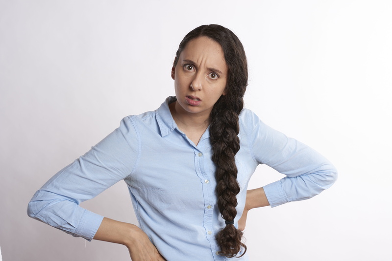 desktop, skeptic, professional, portrait, office, irritation, finger, listening, hairstyle, businesswoman, growth, standing, emotional stress, 5K, frowning
