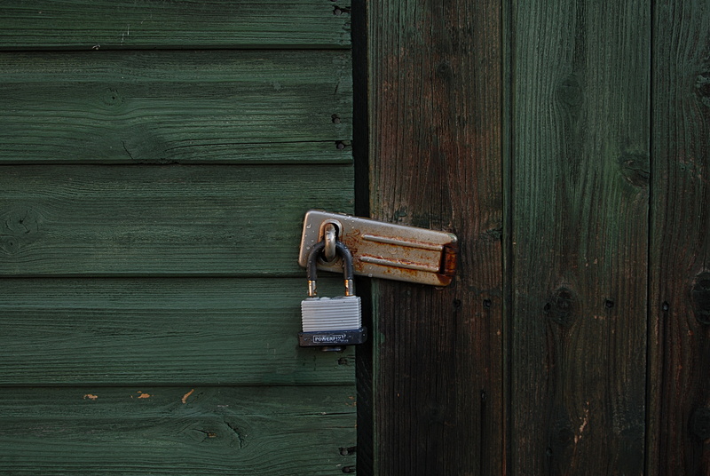 safety, security, closed, rusty, mailbox, outdoors, rustic, lock, entrance, metal, wood, green, handle, no people, day, architecture, old, unlock, latch