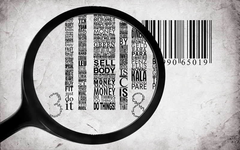 Typography, 720P, Magnifying, glass, Facts, barcode, numbers