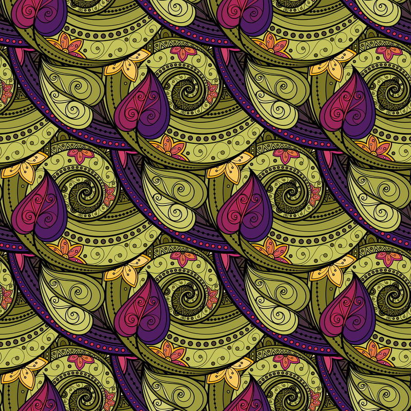 pattern, drawn, floral, hand, garden, Paisley, style, seamless, texture, 5K, vector
