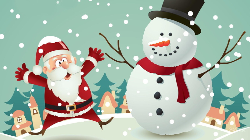 santa claus, shocking, 1080P, village, snowman, feliz navidad, big, christmas, surprise, whimsical, st nick