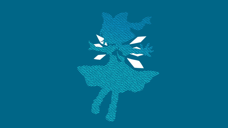 Cirno, body part, simple background, 1080P, white, plus sign, copy space, indoors, communication, Touhou, blue background, logo, connection, sign, girl