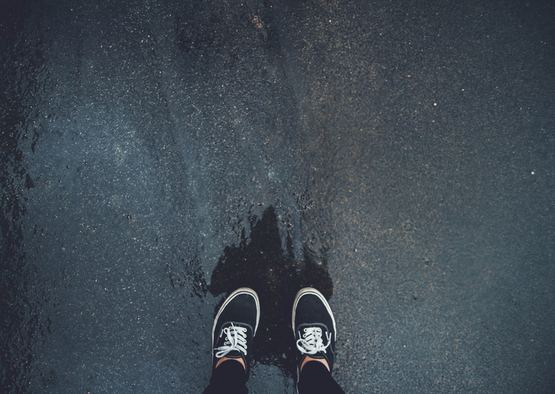 city, las vegas, day, pavement, united states, one person, reflection, rain, header, moody, human body part, street, sneakers, wet, personal perspective