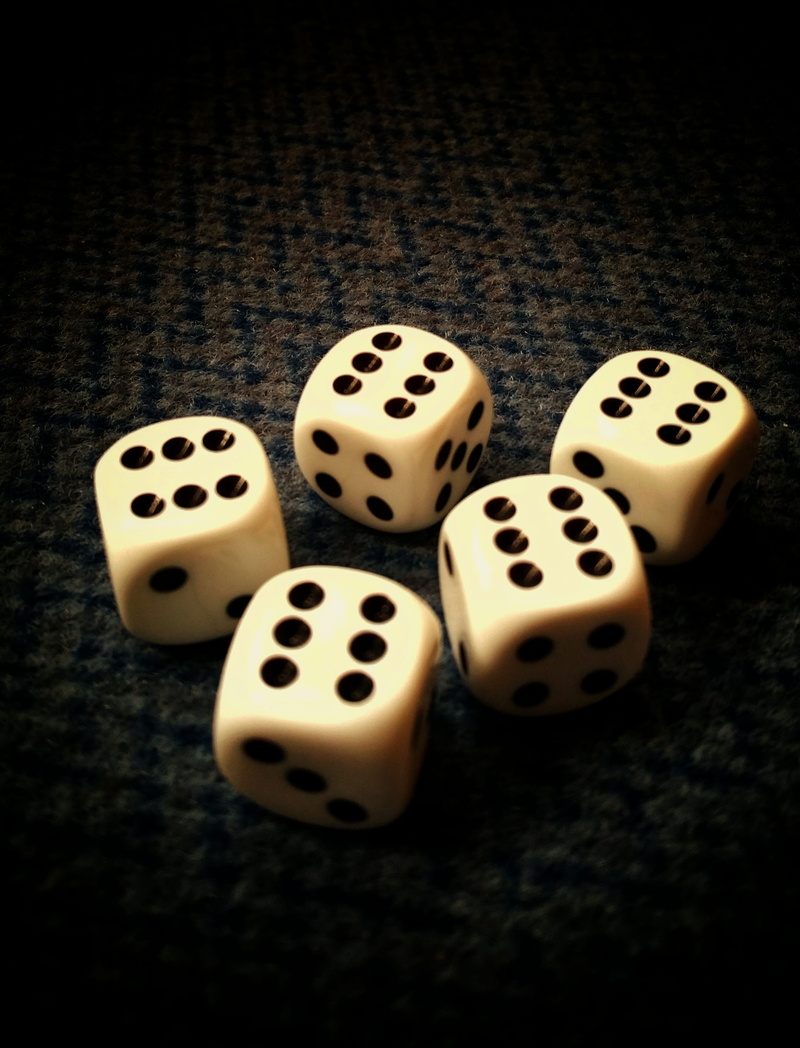 Play, indoors, close-up, six, Number, gambling, no people, dice, group of objects, five, yahtzee, Craps, wood - material, opportunity, relaxation, still life