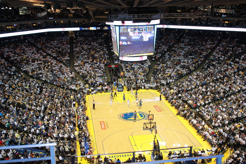 real people, people, oakland, sport, Basketball, team sport, spectator, high angle view, soccer, hardwood, Oakland, looking, excitement, competition, bleachers