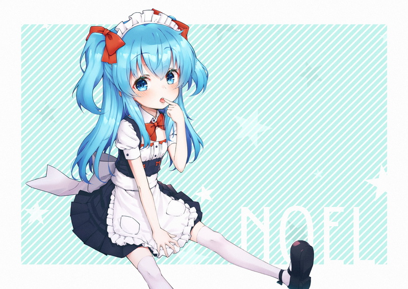 blue hair, 1080P, anime girls, Noel (Sora no Method)