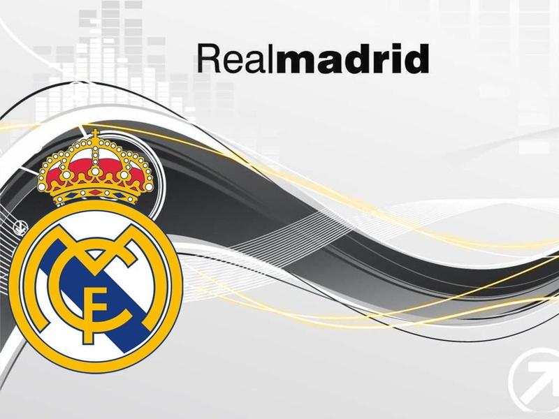 indoors, connection, striped, symbol, realmadrid, information, logo, technology, high angle view, still life, focus on foreground, western script, black color