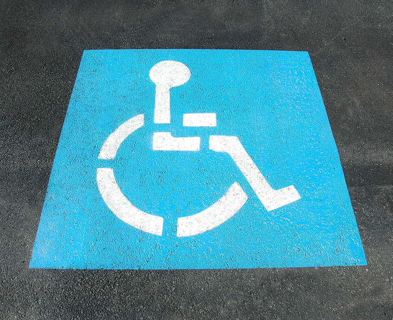 1080P, parking, day, high angle view, human representation, handicap parking, pavement, human, disabled access, street, information, medical equipment