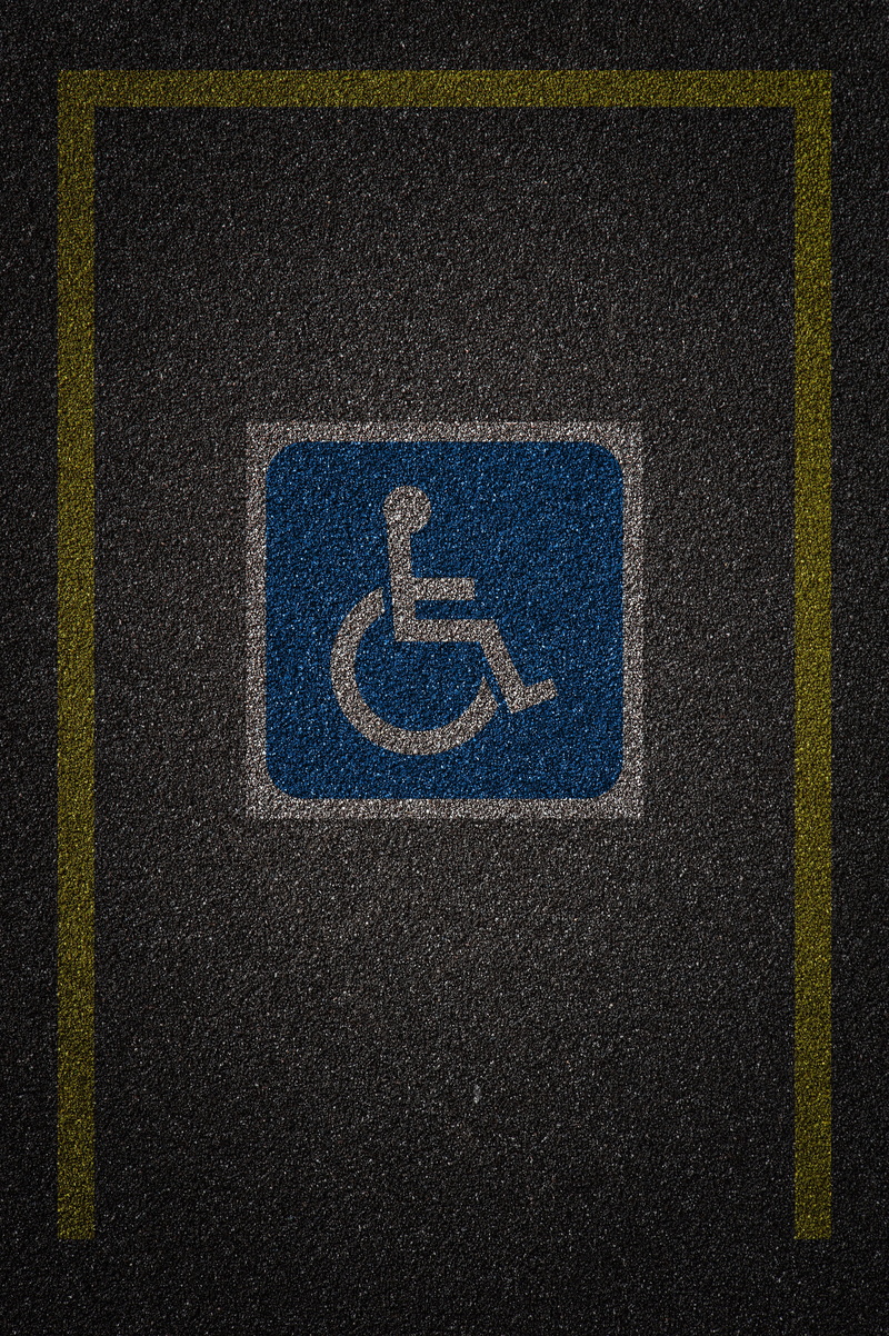 sport, road, yellow, high angle view, day, communication, 4K, asphalt, blue, park, disabled sign, pattern, number, close-up, symbol, disabled access, parking lot