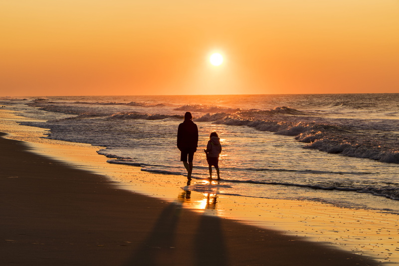 time, sunset, beach, time spent, 5K, daughter, togetherness, leisure activity, woman, scenics - nature, positive emotion, pondering, time to think, orange color