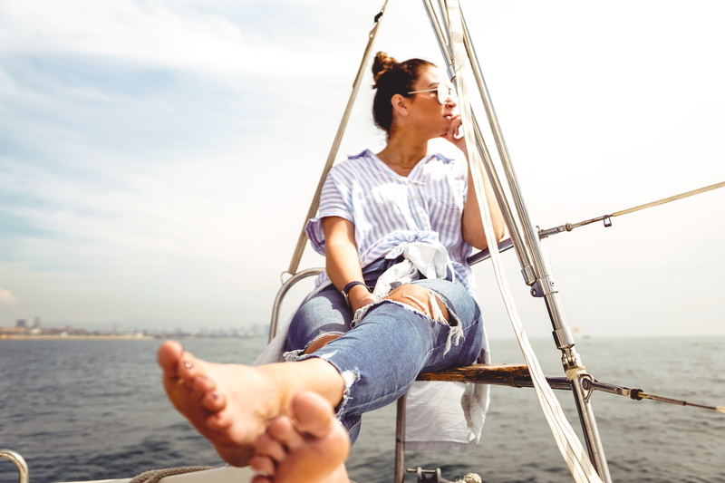 vacations, holiday, mode of transportation, sun, feet, freedom, trip, ponder, leisure activity, sea, spain, water, thought, adventure, sail, rope, sailboat