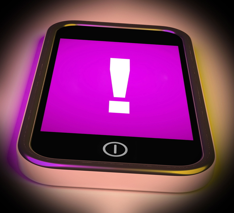 alert, touch screen, wireless technology, screen, cellphone, internet, exclamation mark, connection, online, global communications, phone, computer monitor