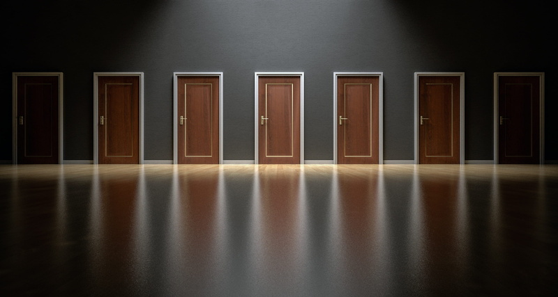 flooring, wooden, light - natural phenomenon, door, choices, options, no people, in a row, backgrounds, empty, doorway, building, protection, indoors, choose