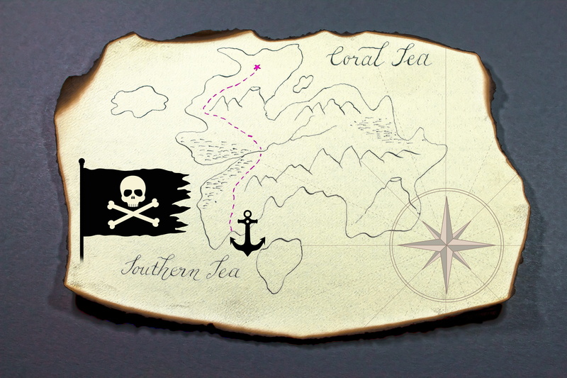 treasure map, shape, treasure, sea, map, paper, art and craft, navigate, close-up, no people, indoors, western script, human representation, communication
