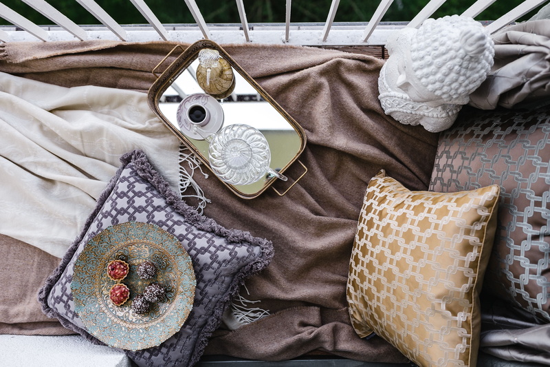 pillow, textile, high angle view, table, seating, chilling, oriental, space, directly above, bed, relax, Exotic, linen, pillows, Balcony, elegance, close-up