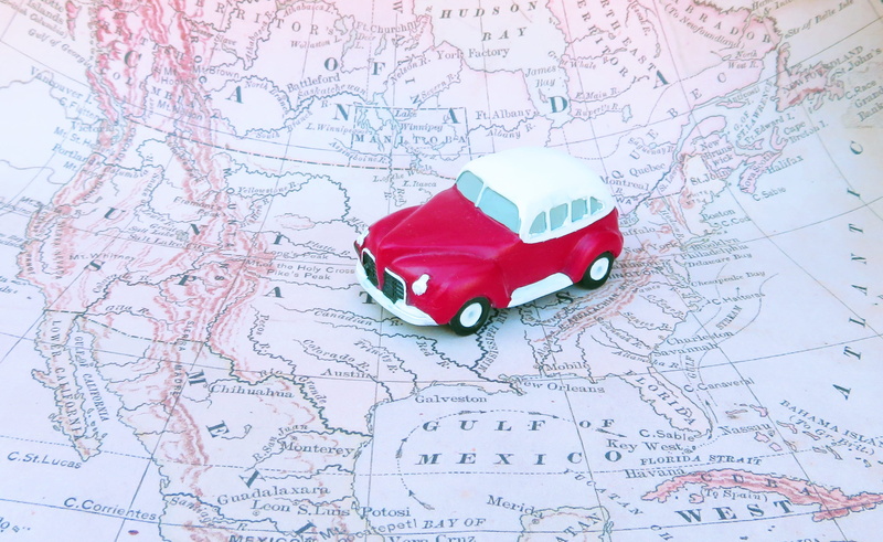 red, studio shot, car, high angle view, discovery, no people, exploration, navigation, journey, planning, route, auto, Car, vehicle, transportation, white