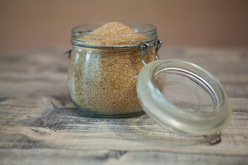 wellbeing, eating, selective focus, dessert, table, close-up, brown sugar, freshness, food and drink, wood - Material, glass - Material, granulated, glucose