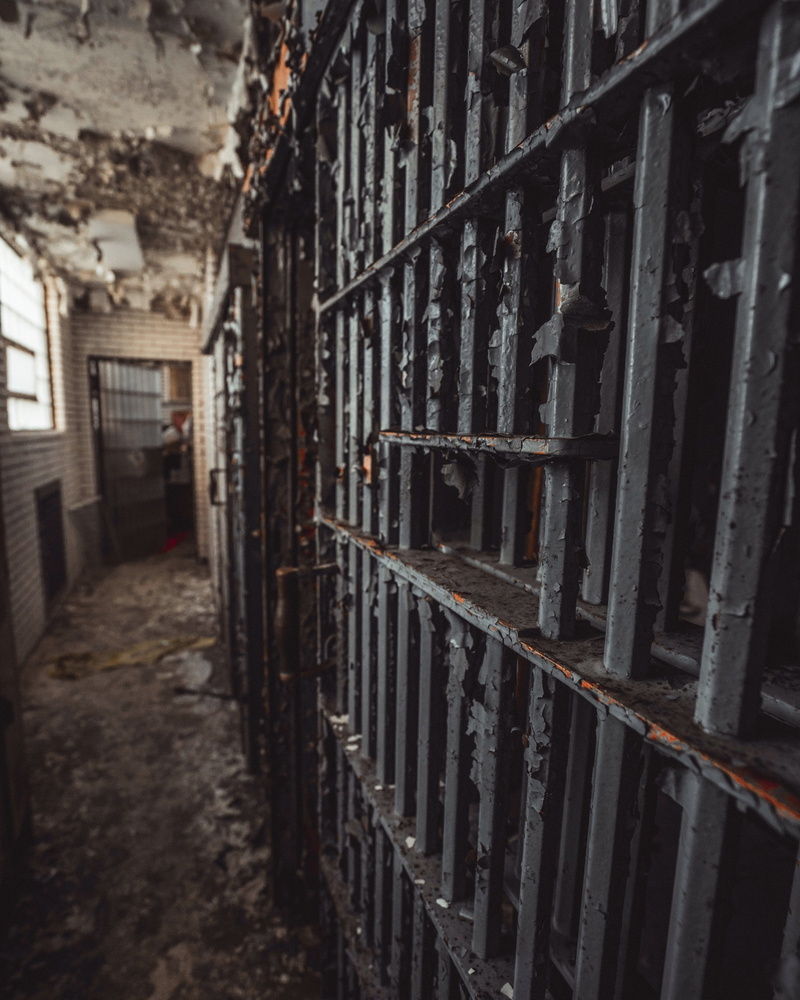 4K, in a row, security, selective focus, focus on foreground, building, abandoned, built structure, rusty, creepy, protection, indoors, metal, grey, demolition