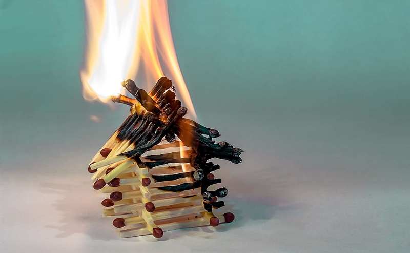 colored background, burning down, matches, charred matchsticks, hot, matchstick, still life, heat, embers, overarching fla, close-up, matchstick house