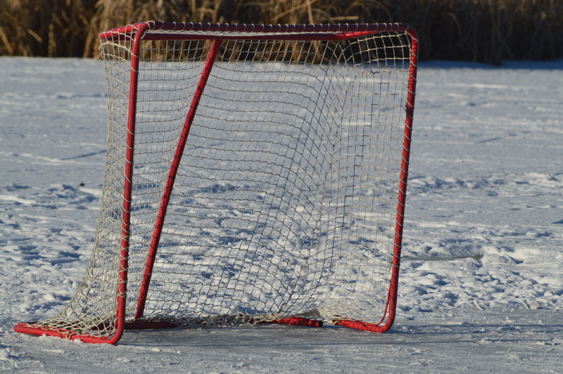 sport, rink, goal, outdoors, puck, frozen, recreation, absence, sports equipment, winter sport, snowfield, pond, hockey net, soccer, team sport, goal post