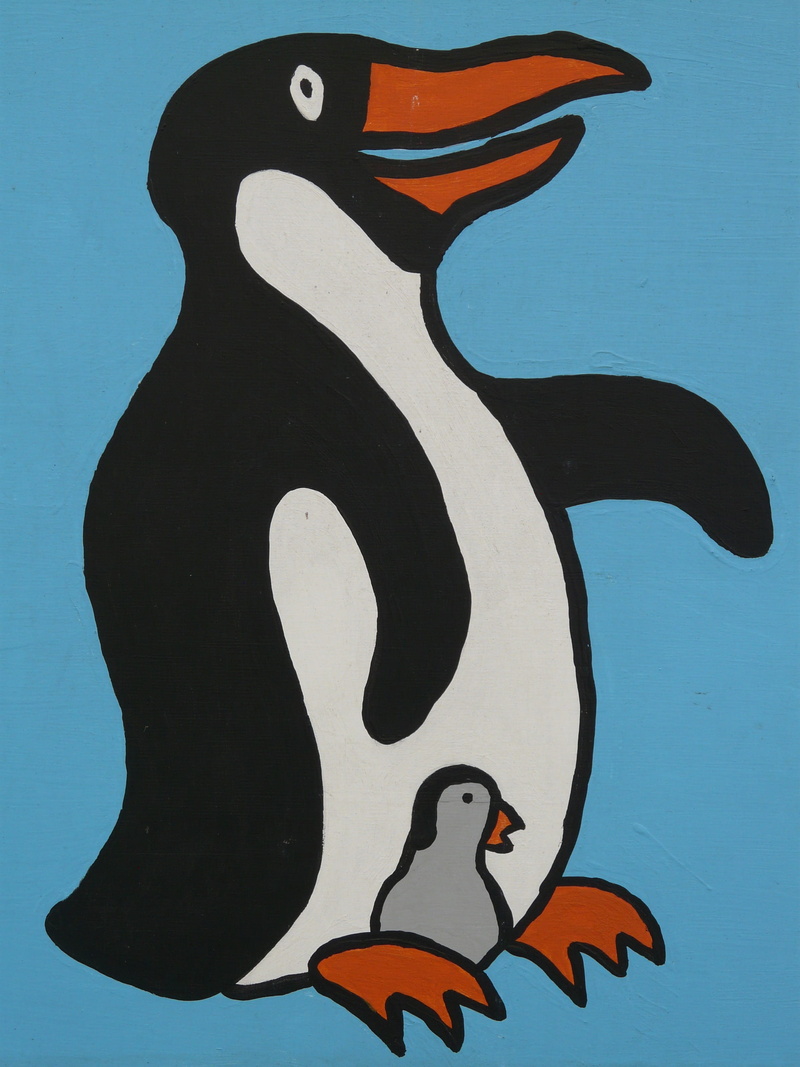 creativity, arts culture and entertainment, animal wildlife, Figure, Penguin, day, 2K, craft, black color, Paint, watercolor painting, sky, close-up, funny