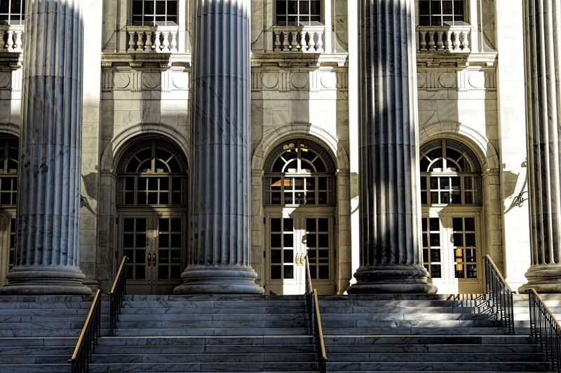 railing, built structure, steps, law, court, white, crime, the past, legal system, judgement, sunlight, trial, colonnade, window, criminal justice, entrance