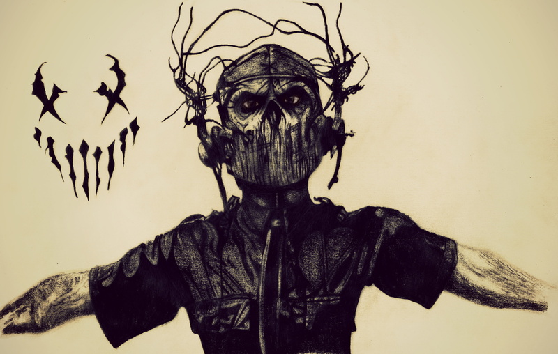 Nu Metal, front view, creativity, headshot, unrecognizable person, leisure activity, men, adult, drawing, young adult, 2K, one person, obscured face, Mushroomhead