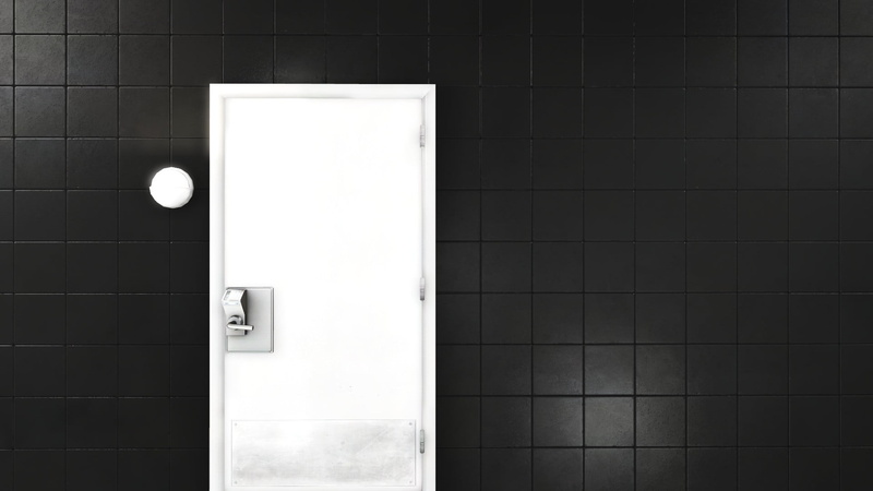 black, wall - building feature, flooring, bathroom, built structure, day, closed, indoors, open, door, lighting equipment, tile, domestic room, white color