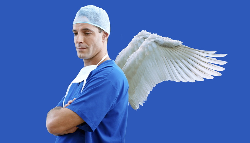 savior, looking, back, indoors, job, doctor, young men, occupation, hospital, blue background, adult, medicine, waist up, physician, arms, one person, healthcare