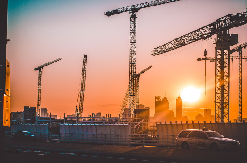 australia, summer, burswood, sunset, development, construction, building exterior, incomplete, sky, construction industry, construction site, taxi, crane - construction machinery