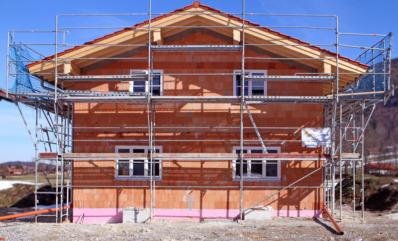 construction work, site, scaffold, conversion, work, building, scaffoldings, house construction, sky, surrounded, incomplete, architecture, construction industry