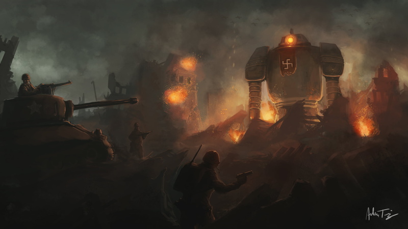 flame, art, belief, ruins, the swastika, swastika, architecture, built structure, armed forces, mechanism, the Germans, group of people, tank, fire - natural phenomenon