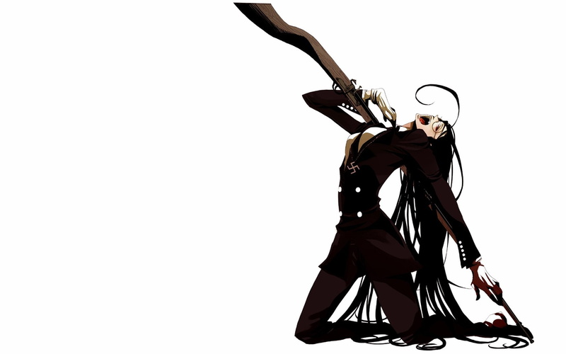 long, black, simple, hellsing, anime, background, hair, art, x, van, winkle, swastika, hd, rifle, 720P, girls, rip