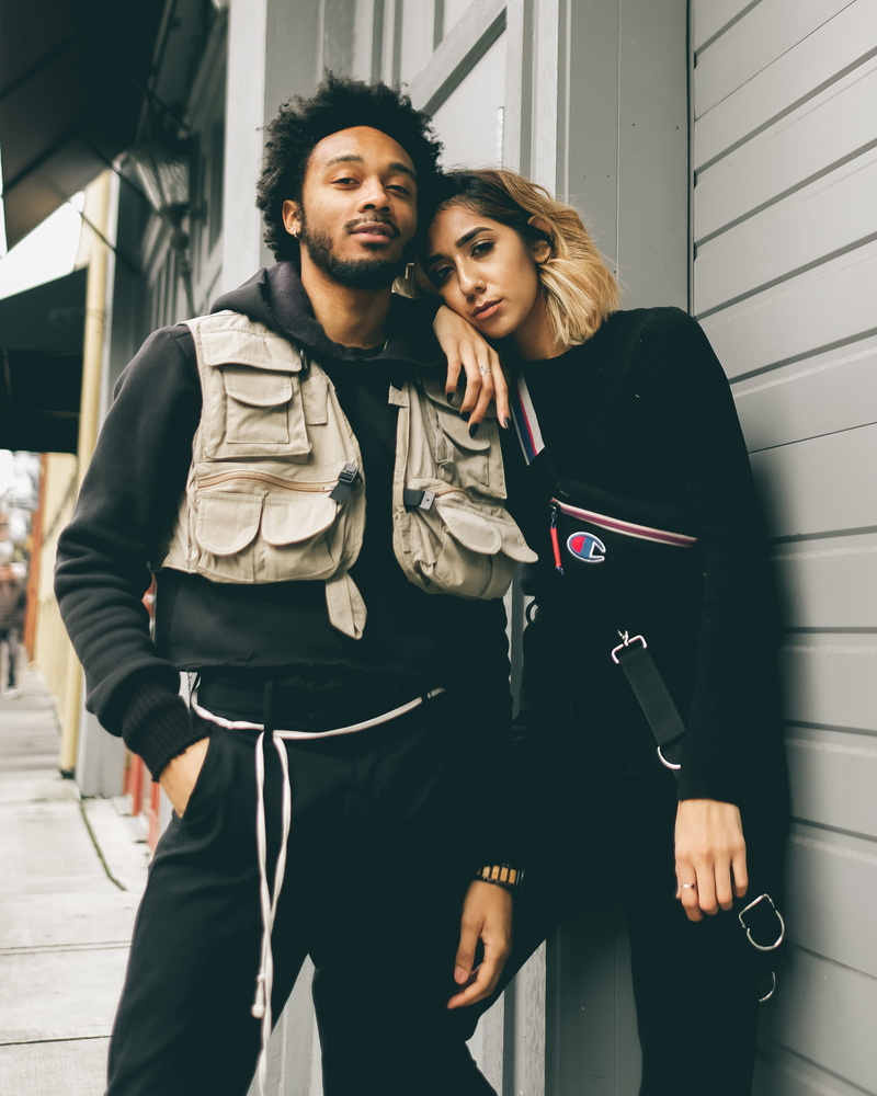fashion, aesthetic, young men, real people, human, photography, casual clothing, 4K, men, hair, couple fashion, looking at camera, champion, style, standing