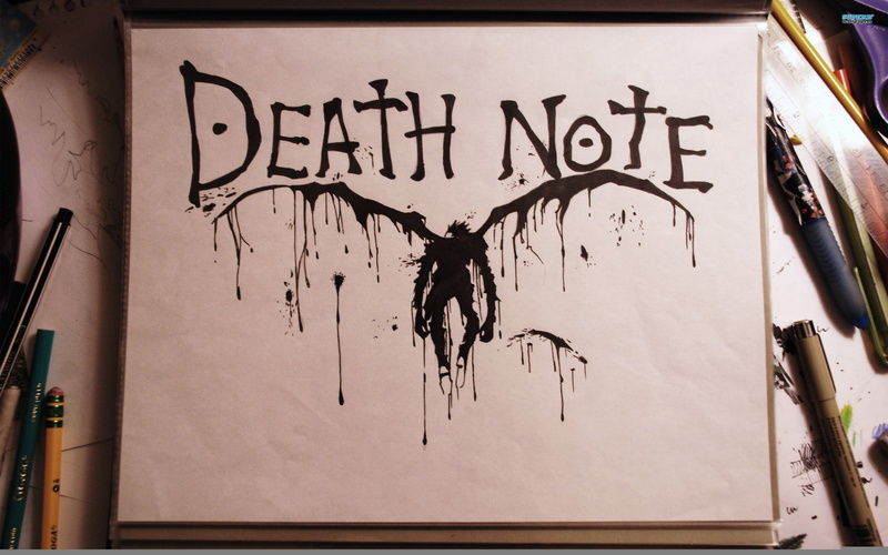 close-up, poster, hanging, day, dirty, education, wood - Material, ink, death, pencil, death note, text, 2K, indoors, art and craft, backgrounds, Ryuk