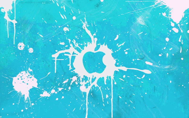 close-up, indoors, spotted, illustration, paint, no people, Apple, dirty, logo, creativity, turquoise colored, 1080P, design, squirt, drop