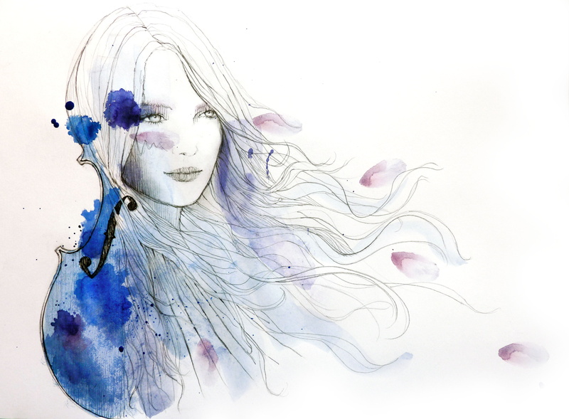flowing, abstract, shape, creativity, fantasy, paint, computer Graphic, violin, drop, beauty, girl, art, close-up, illustration, indoors, figure, art and craft