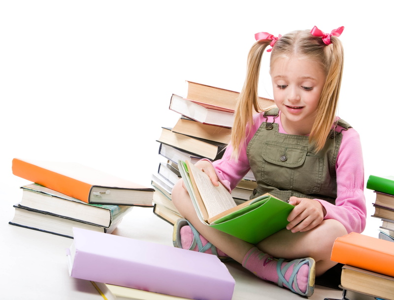 heap, learning, pigtails, isolated, white, publication, females, girl, education, cute, pink, cheerful, denim, teenage Girls, textbook, smiling, people
