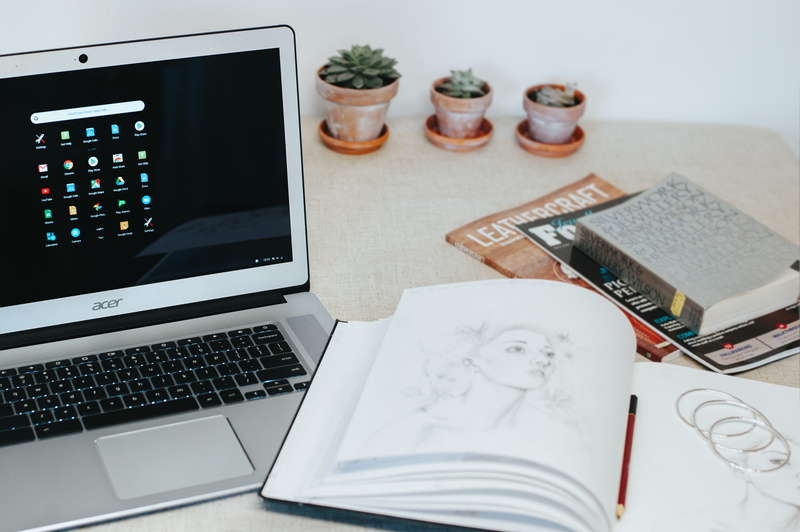 business, google chromebooks, no people, office, homework, turned, table, black, 2K, desk, laptop, calculator, wireless technology, near, furniture, paper
