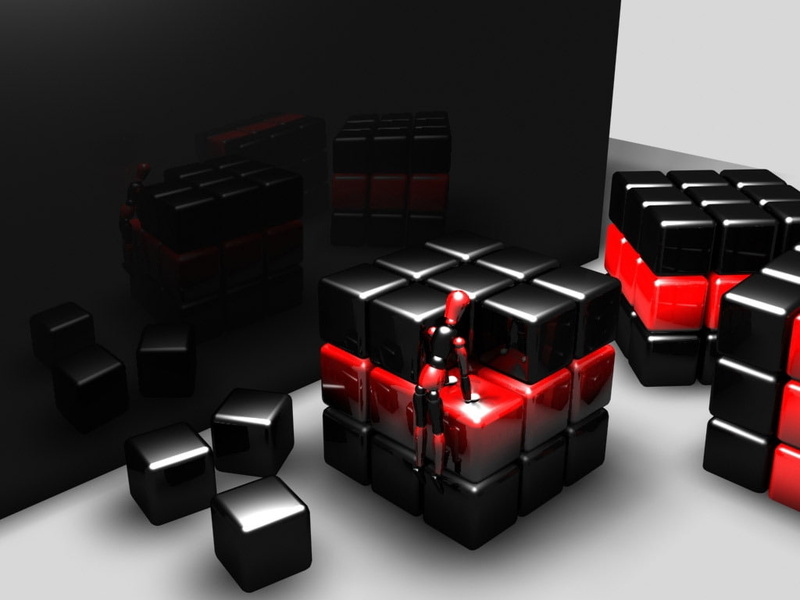 d, Cubes, hd, 480P, Abstract, 3D, Black, fixing, cg, art, cube