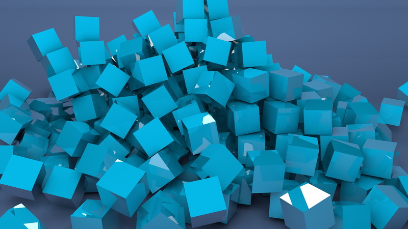 abstract, hd, blue, digital/artwork, cube, 2K, decor, box, lot