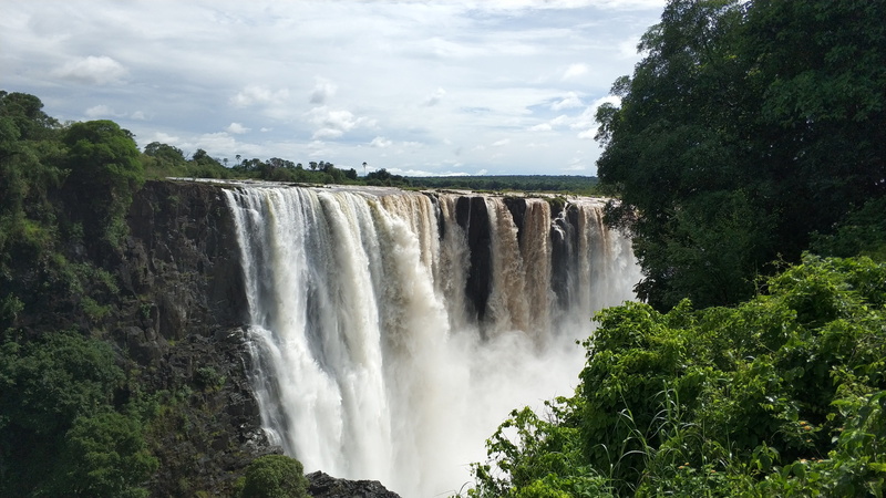 falling water, day, blurred motion, water, vegetation, land, africa, rainforest, cloud - sky, waterfall, landscape, Victoria falls, scenics - nature, environment