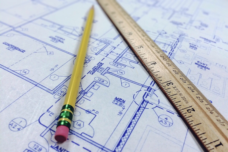 2K, brown, equipment, indoors, construction industry, paper, blueprint, plan, tape measure, architect, accuracy, selective focus, close-up, design, no people