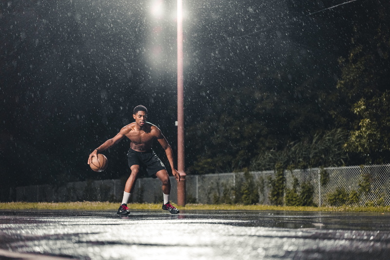 nighttime, streetlight, leisure activity, sports clothing, nature, active, one person, athlete, basketball player, young men, exercising, playing, motion