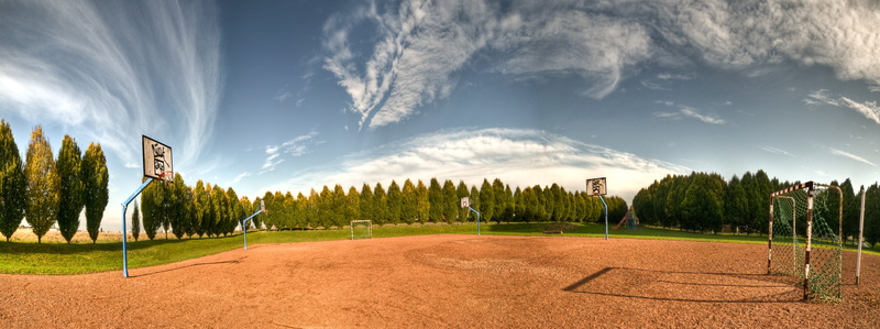 court, scenics, beauty in nature, land, panorama, sport ground, basketball, growth, tree, agriculture, panoramic, environment, no people, day, architecture