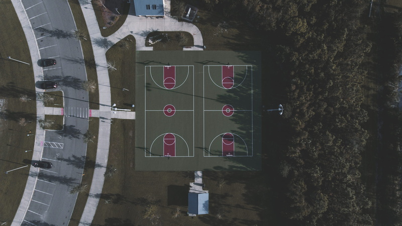 car, near, transportation, parking lot, pitch, aerial, view, tree, dji, aerial view, drone, residential district, trees, building, day, mavic pro, no people