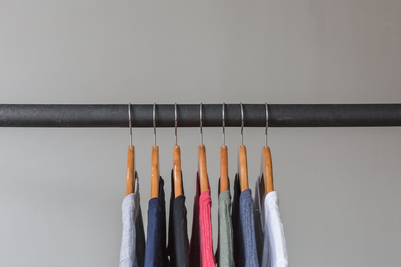 rack, Red, indoors, t, art and craft, Clothes, white background, Planning, multi colored, 4K, gray background, side by side, no people, shirts, gray, still life