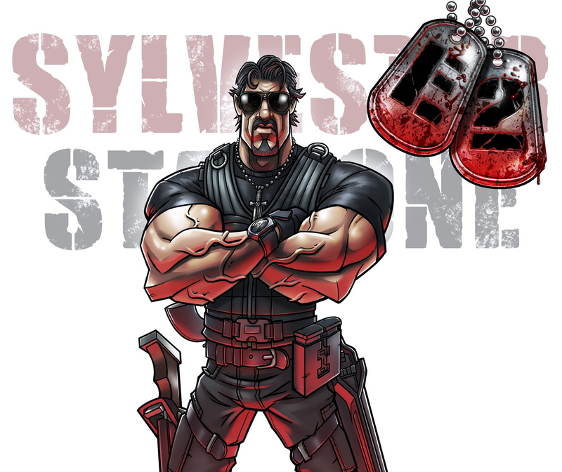 The Expendables 2 The Expendables 2, Sylvester Stallone, young adult, men, protection, people, strength, cut out, cartoon, backgrounds, mascot, casual clothing