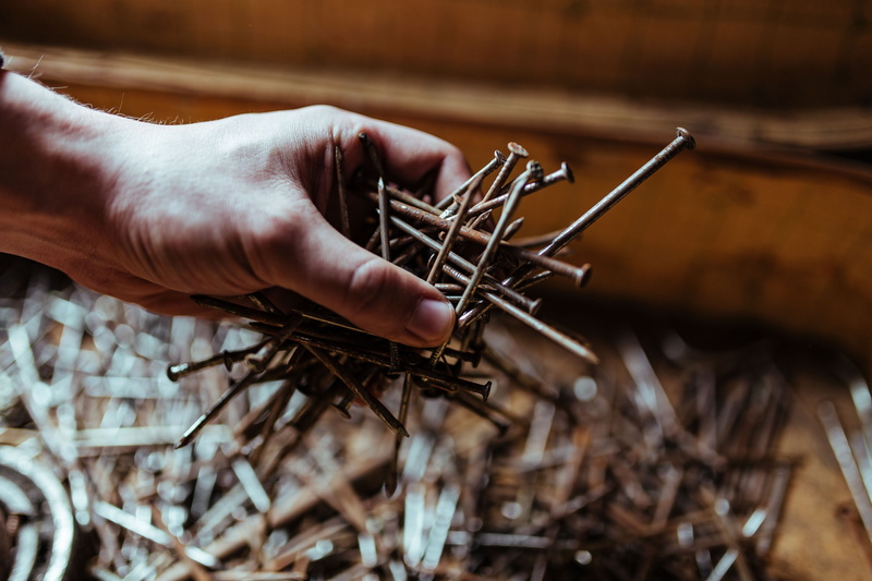 craft, close-up, work Tool, weapon, metal, men, industry, nuts, 5K, bolts, body part, wood - Material, adults only, one man only, outdoors, workshop, finger